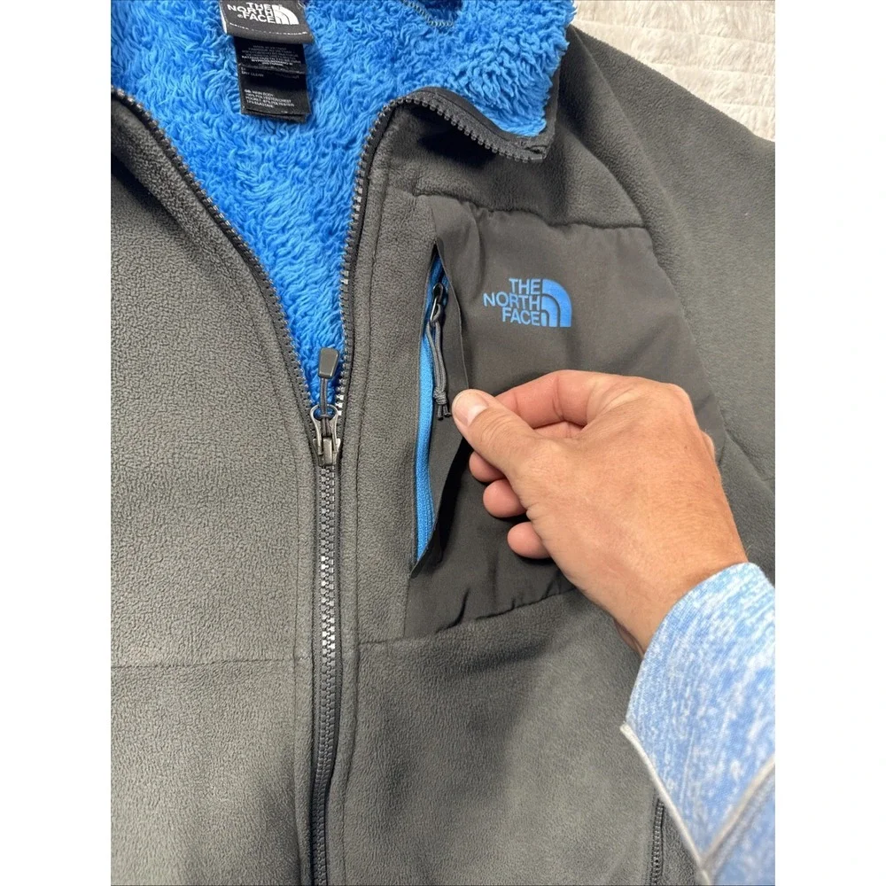 North Face Men's Medium Chimborazo Sherpa-Lined Fleece Full Zip Jacket Gray NICE